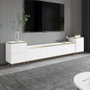 Hanah Home Mueble de TV 180 cm Blanco y Dorado con Armarios y Estantes